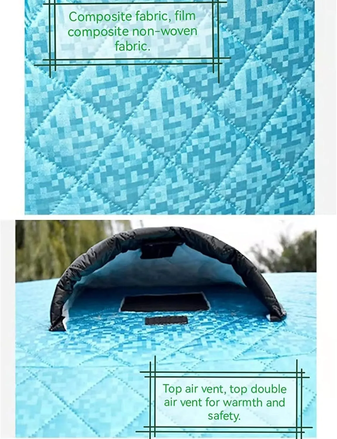 4 Layers Thick Winter Fishing Shelter Cotton Warm Outdoor Camping Automatic Ice Fishing Tent with Pegs (Blue 3~4Person)