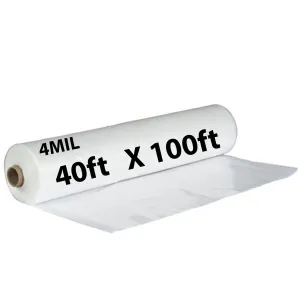 40ftX100ft Clear Poly Tarp 4 Mil Low Density LDPE 1 Roll
