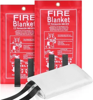 40" x 40" Emergency Fire Blanket, Fire Extinguishing Blanket, Flame Retardant Blanket for Home, Kitchen, Camping, Grill, Car, School, Office, Warehouse Fire Blanket, Fireplace Fire Blanket (2 Pack)