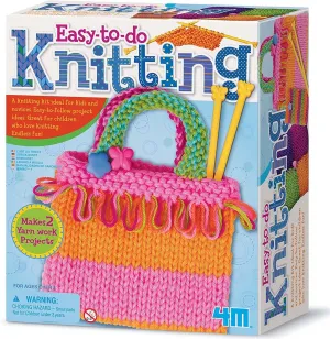 4M: Easy-to-Do: Knitting - DIY Craft Kit, Learn 2 Yarn Work Projects, Skill Building All-in-1 Set, Tools & Colorful Yarn, Beginners & Kids Ages 8 