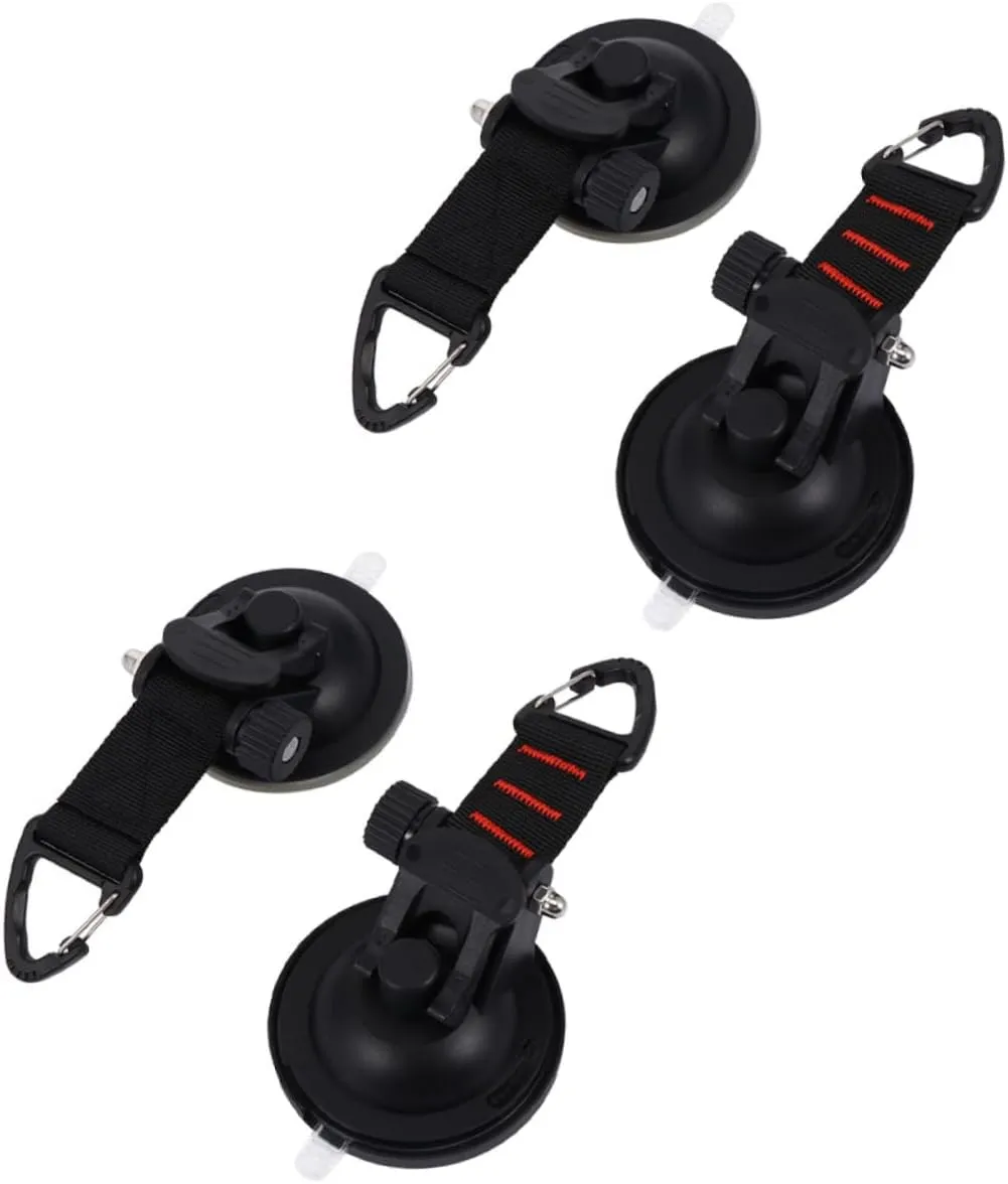 4pcs Hook Suction Cup Tents Securing Hooks Shower Suction Securing Hook Tie Down Accesorios para Autos Stuffed Animal Net or Hammock Heavy Duty Tarp Black Hooks TPU Car Buckle