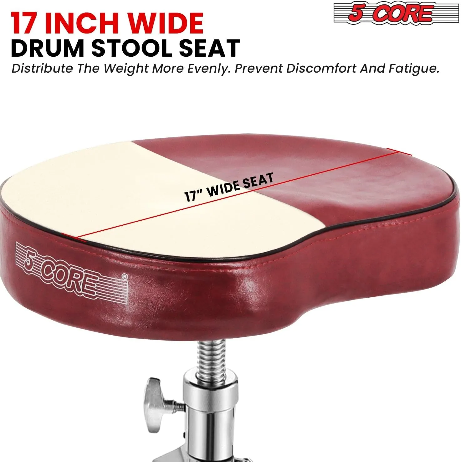 5Core Drum Throne Padded Guitar Stool Saddle Drummer Seat for Adults & Kids