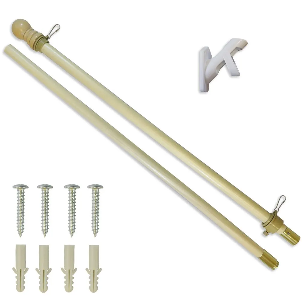 5ft Wooden Flag Pole & Bracket Kit (Light Wood)