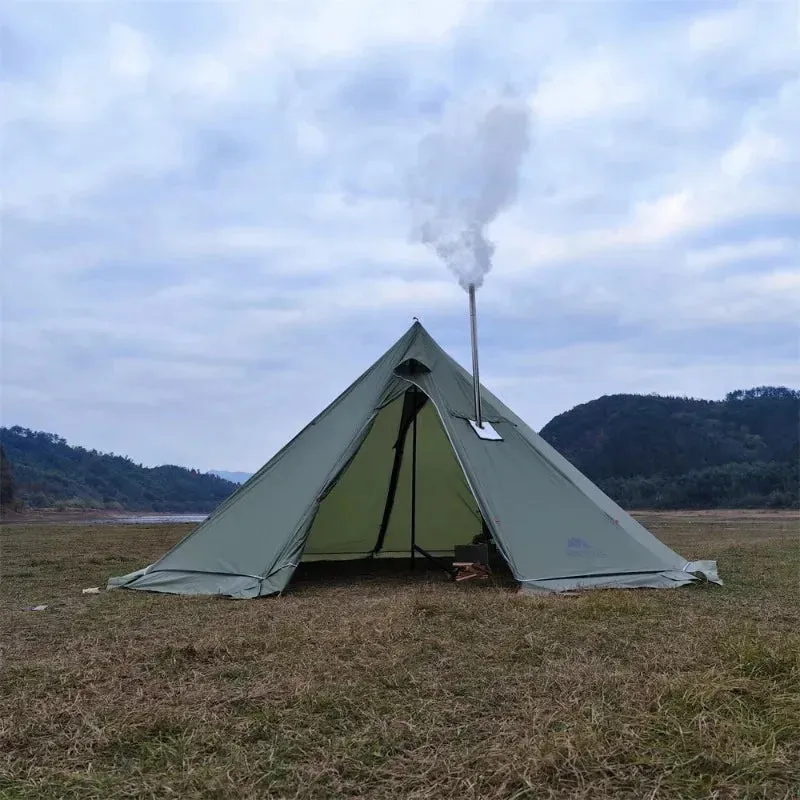 5M Oversized Pyramid Tent with Snow Skirt and Chimney Jacket