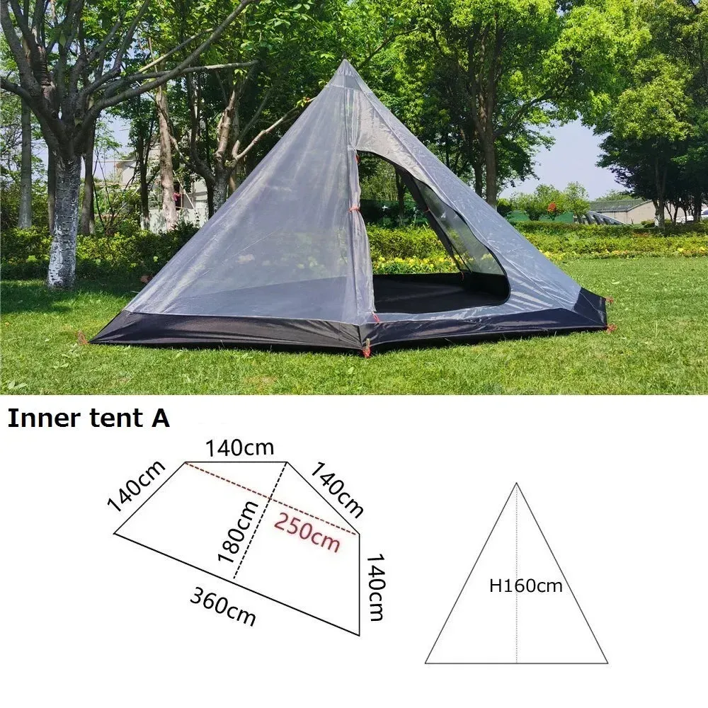 5M Oversized Pyramid Tent with Snow Skirt and Chimney Jacket
