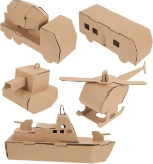 5pcs DIY Paper Model Helicopter Tank Car Submarine and Bus Educational Paper Puzzle for Aged for Imagination and Coordination