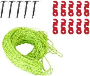 5X Screw Tent Nails 14.5cm   10pcs Guyline Tensioners   20m Reflective Rope for Camping Tent Accessories