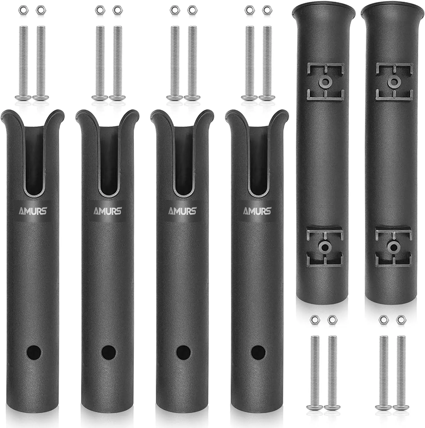 6 Tube Fishing Rod Holder Bracket Black Fishing Pole Holder with Screws for Garage Boat Cooler Trailer