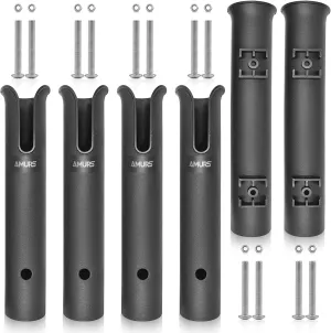 6 Tube Fishing Rod Holder Bracket Black Fishing Pole Holder with Screws for Garage Boat Cooler Trailer