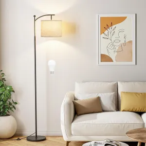 60" Floor Lamp With 3 Color Temperatures, Adjustable Grey Shade, Black Pole - Tall Lamp for Living Room, Bedroom, Office, Classroom, Dorm - 9W Bulb Included