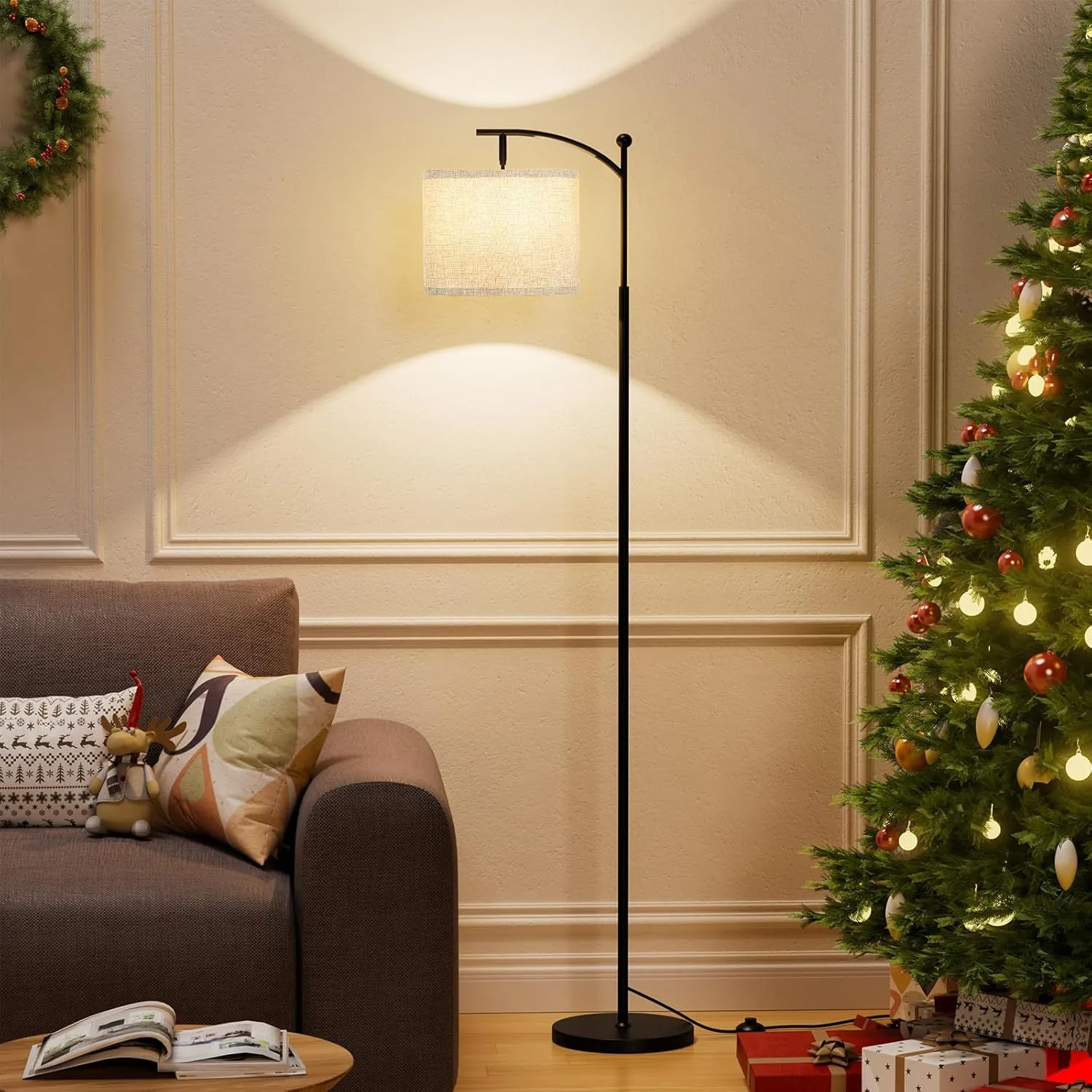 60" Floor Lamp With 3 Color Temperatures, Adjustable Grey Shade, Black Pole - Tall Lamp for Living Room, Bedroom, Office, Classroom, Dorm - 9W Bulb Included