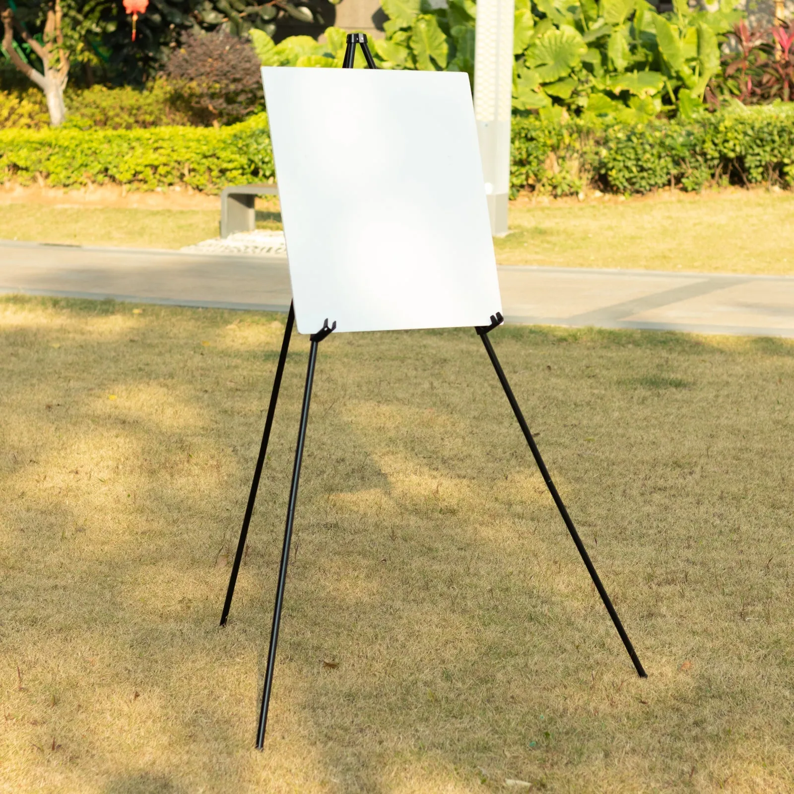 65" Heavy Duty Black Metal Easel Stand - Portable and Adjustable Tripod for Wedding Signs, Posters, and Art