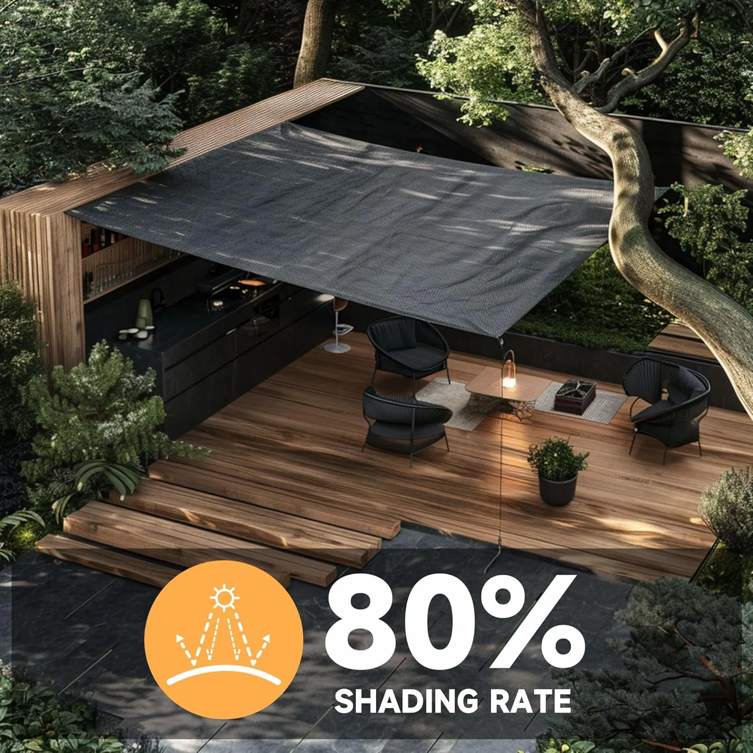 #67 Black 80% Shade Rate 16'x20' Tear Resistant Shade Cloth,Outdoor Sunblock Net with Grommets