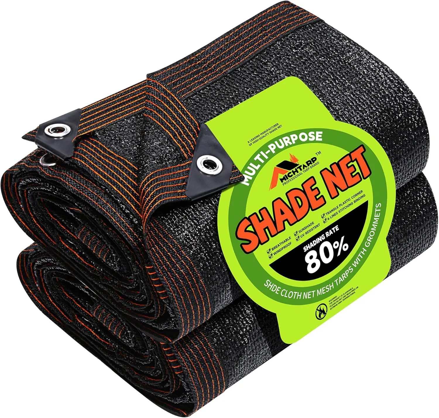 #67 Black 80% Shade Rate 16'x20' Tear Resistant Shade Cloth,Outdoor Sunblock Net with Grommets