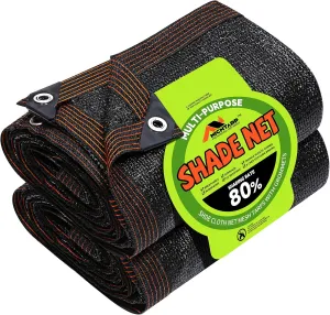 #67 Black 80% Shade Rate 16'x20' Tear Resistant Shade Cloth,Outdoor Sunblock Net with Grommets