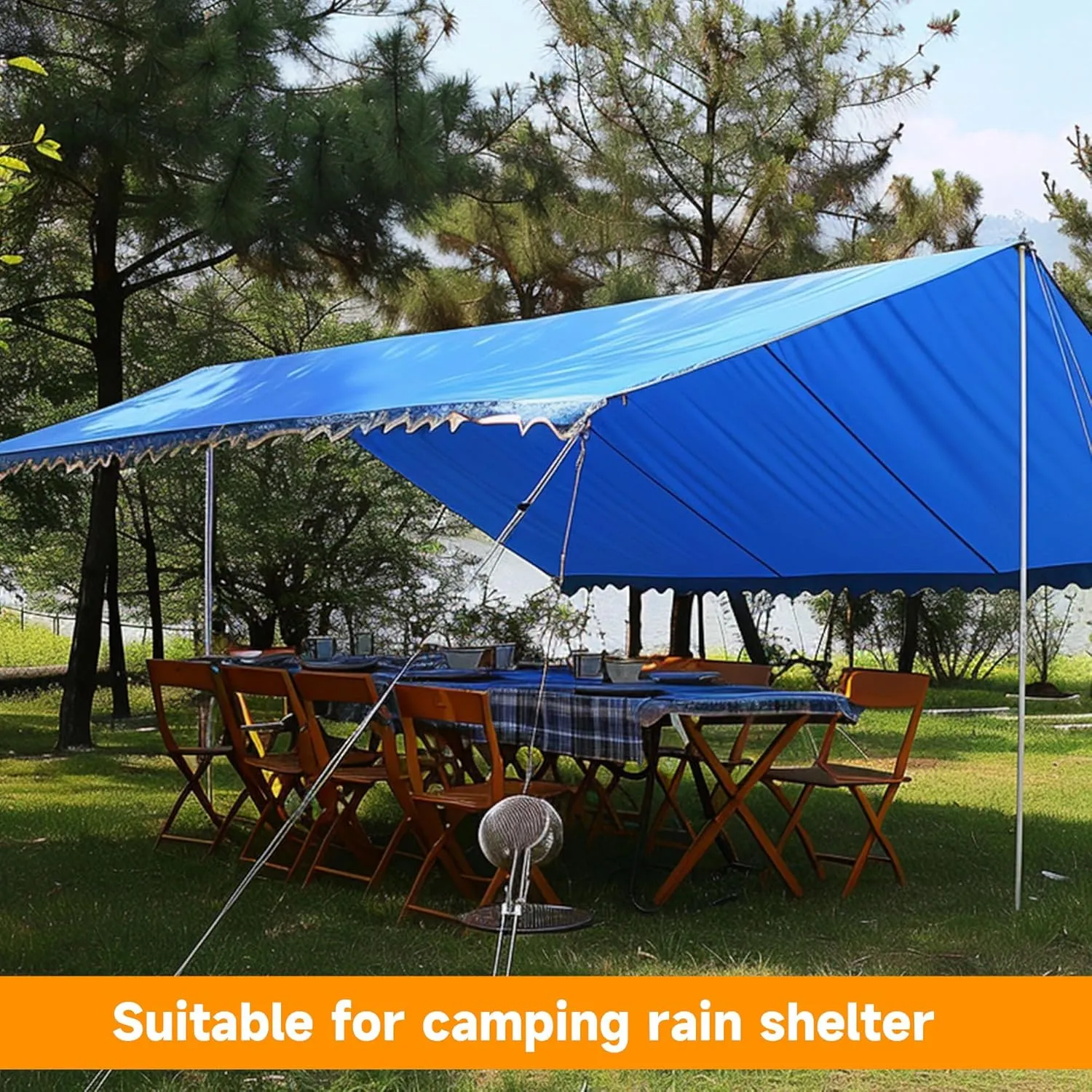 6'x8'x2 Blue Heavy Duty Waterproof Full Size Tarp, Durable Poly Tarpaulin with Grommets&Reinforced Edges, UV Resistant Tarp Cover for Vehicle/Pool Cover/Boat/Tent/Construction site