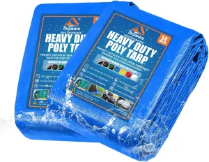 6'x8'x2 Blue Heavy Duty Waterproof Full Size Tarp, Durable Poly Tarpaulin with Grommets&Reinforced Edges, UV Resistant Tarp Cover for Vehicle/Pool Cover/Boat/Tent/Construction site