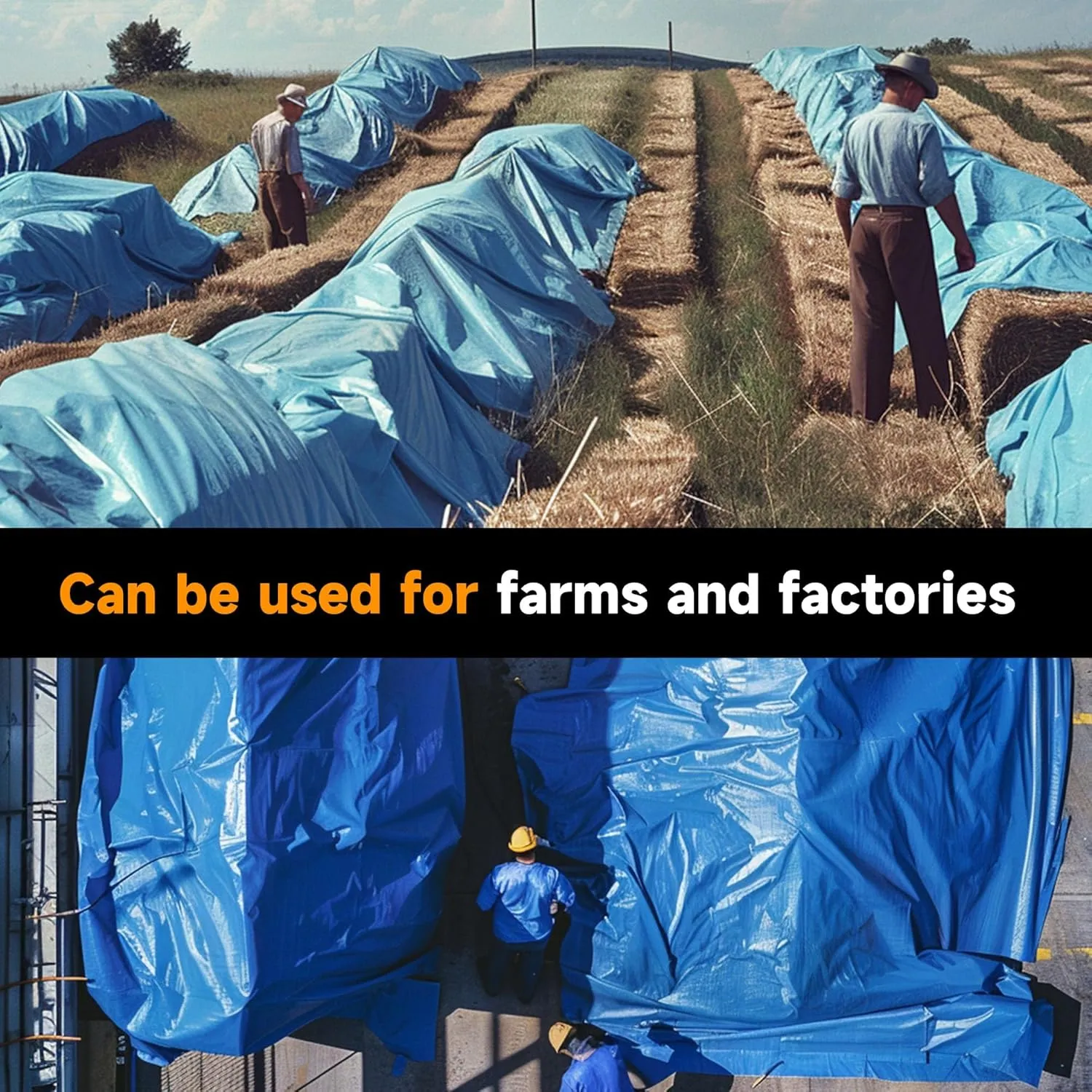 6'x8'x2 Blue Heavy Duty Waterproof Full Size Tarp, Durable Poly Tarpaulin with Grommets&Reinforced Edges, UV Resistant Tarp Cover for Vehicle/Pool Cover/Boat/Tent/Construction site