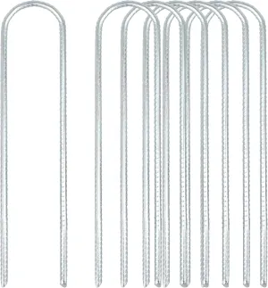 7 Pack 12 Inches U Shaped Anchors Trampoline, Stakes Wind Anchors High Galvanized Steel Accessories.