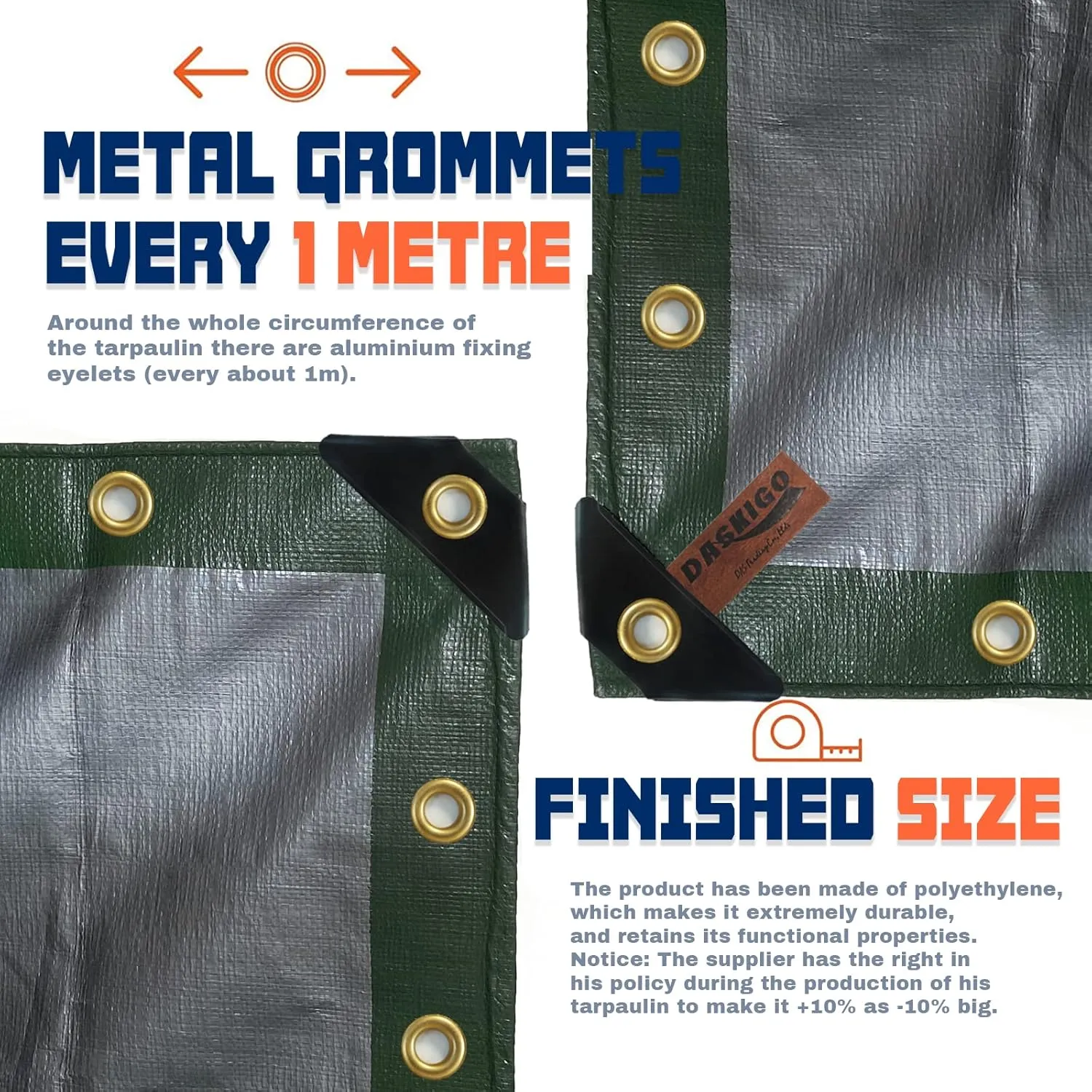 7 x 7Ft Extra Heavy Duty 12 Mil Thick Waterproof Green&Silver Tarp Cover Sheet & 6 Pcs Bungee Balls