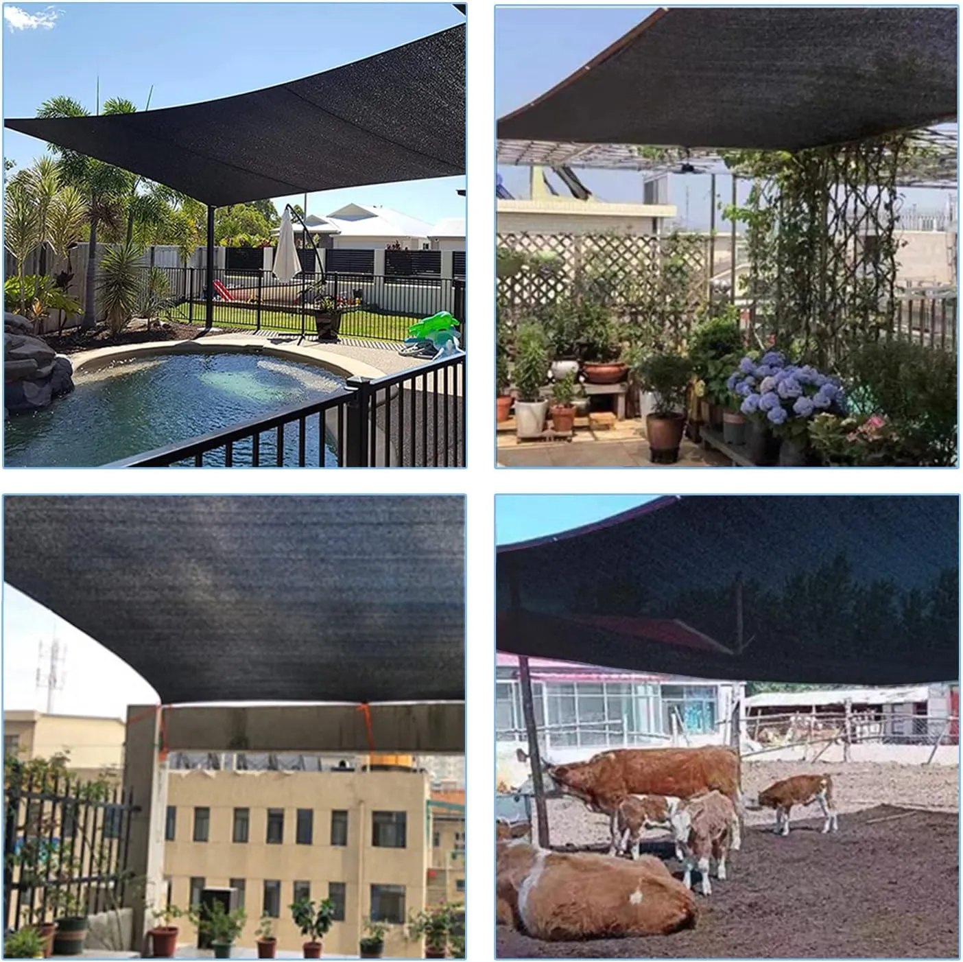 70% Black Shade Cloth with Grommets, 6.5 x 10 FT Garden Sunblock Mesh Tarp, UV Resistant Sun Shade Net for Plants Cover, Greenhouse, Pergola, Kennel, Chicken Coop and Patio