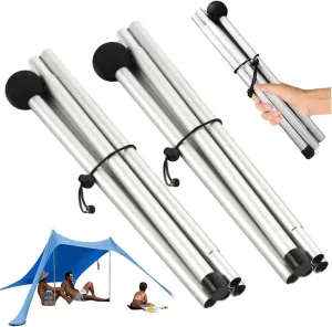 79 inch Tarp Poles, 2PCS Adjustable Tent Poles for Tarp, 10 Sections Aluminum Replacement Tent Poles, Non-Slip Shade Sail Poles for Camping Hiking Outdoor Sport Tarp Poles
