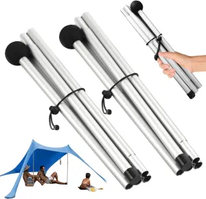 79 inch Tarp Poles, 2PCS Adjustable Tent Poles for Tarp, 10 Sections Aluminum Replacement Tent Poles, Non-Slip Shade Sail Poles for Camping Hiking Outdoor Sport
