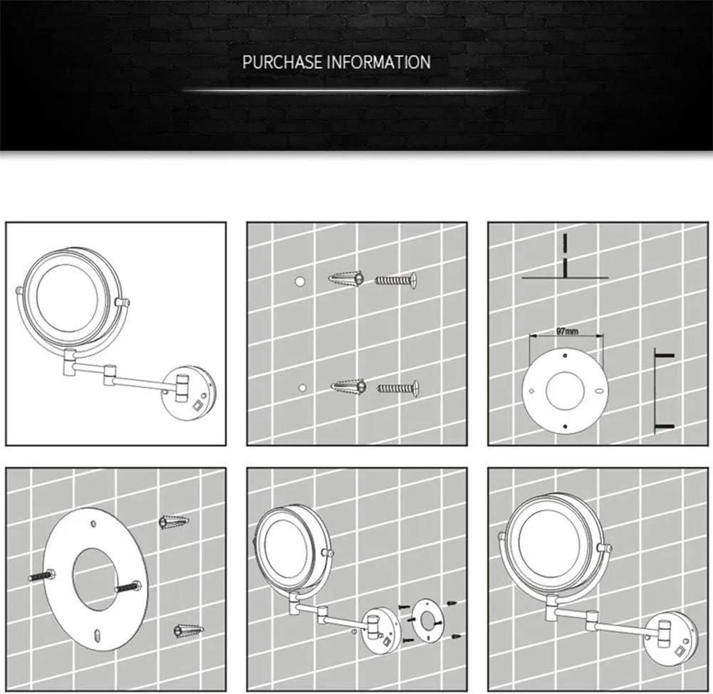 8-Inch Lighted Wall Mount Makeup Mirror, Makeup Mirror for Bathroom with Magnification, Two-Sided Extendable, 360 Degree Swivel, Hardwired, USB and Plug, for Girls