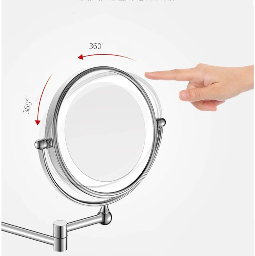 8-Inch Lighted Wall Mount Makeup Mirror, Makeup Mirror for Bathroom with Magnification, Two-Sided Extendable, 360 Degree Swivel, Hardwired, USB and Plug, for Girls