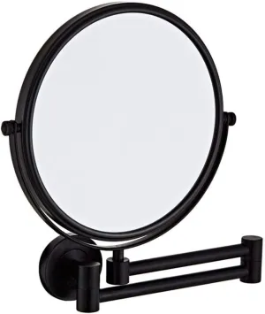 8-Inch Wall Mounted Makeup Mirror, Premium Two-Sided Bathroom Vanity Mirror with Magnification, 360 Degree Swivel, Extendable Arm, No Light, for Bathroom Vanity, Round Shape(Matte Black,7X)