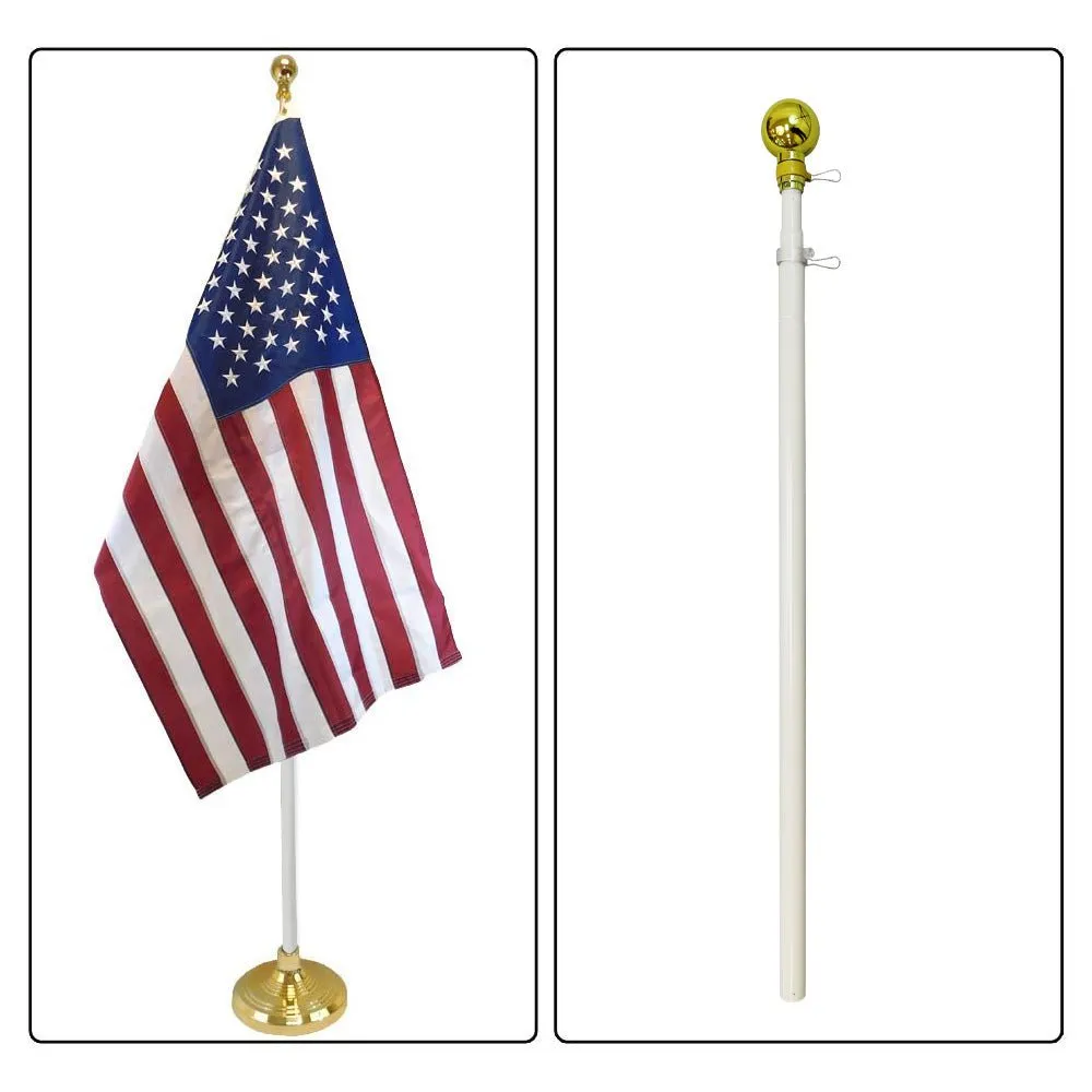8ft White Aluminum Flag Pole (Ball Top)