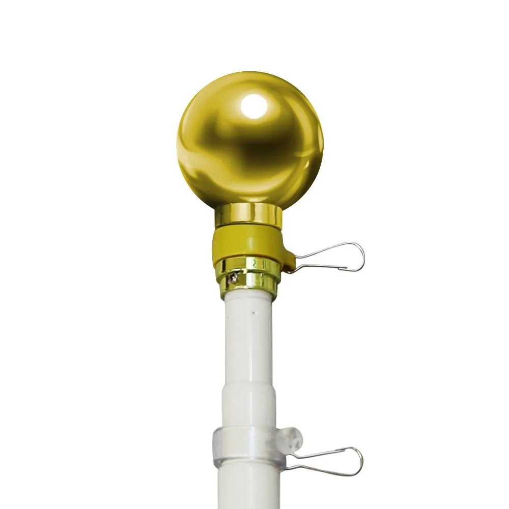 8ft White Aluminum Flag Pole (Ball Top)