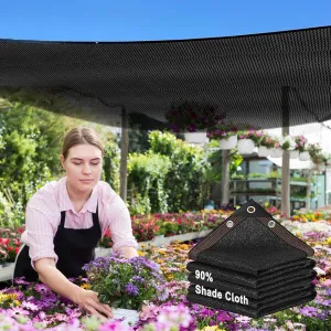 90% Shade Cloth,10x14ft Tear Resistant Sun Shade Net with Reinforced Grommet,Durable Garden Shade Tarp Cover for Greenhouse,Plant Cover, Chicken Coop,Patio and Pergola,Black