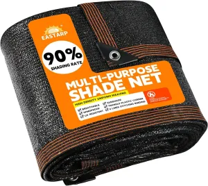 90% Shading Rate 16'x20' Black Shade Cloth,UV Resistant Durable Mesh Tarp with Grommets&Reinforced Edges, Shade Net Using for Plants Cover, Greenhouse, Dog Kennel, Patio, Chicken House