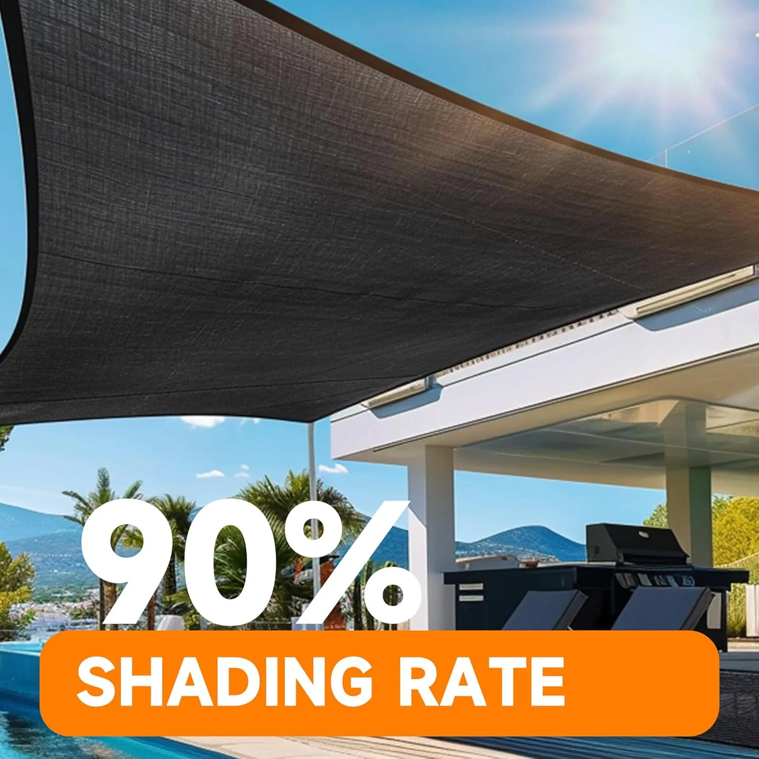 90% Shading Rate 16'x20' Black Shade Cloth,UV Resistant Durable Mesh Tarp with Grommets&Reinforced Edges, Shade Net Using for Plants Cover, Greenhouse, Dog Kennel, Patio, Chicken House