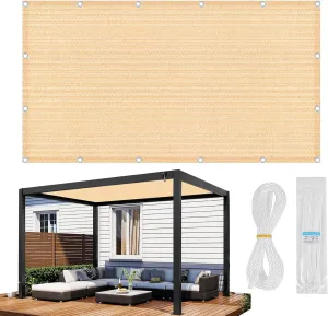 90% Sun Shade Cloth 6'x10' Shade Cover with Grommets UV Block Privacy Screen,Shade Tarp for Patio, Outdoor, Carport,Garden, Backyards
