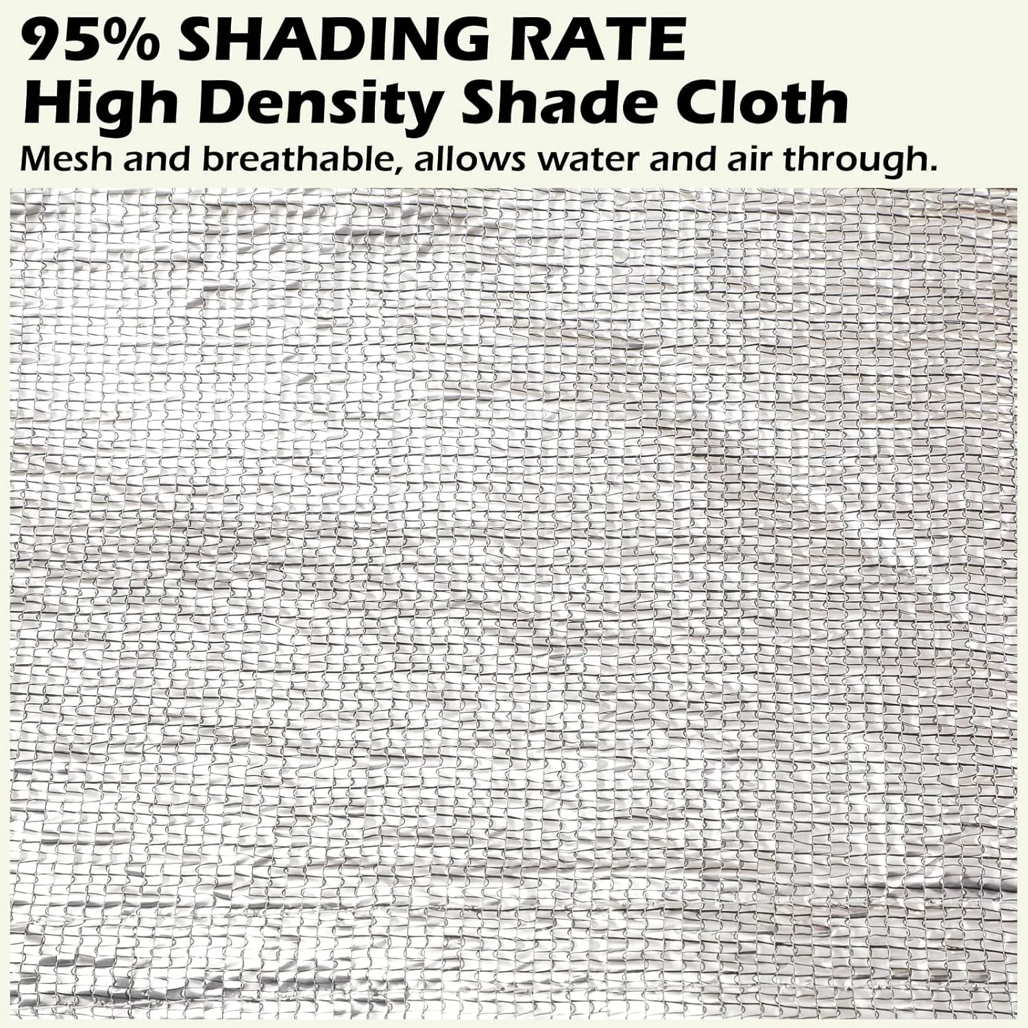 95% Aluminum Foil Shade Cloth Heavy Duty Shade Mesh Tarp Sun Block Fabric Cover Canopy Sun Pet Shade Garden 10ft x 18ft