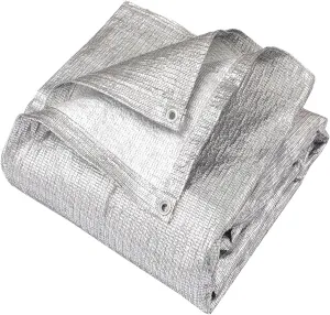 95% Aluminum Foil Shade Cloth Heavy Duty Shade Mesh Tarp Sun Block Fabric Cover Canopy Sun Pet Shade Garden 10ft x 18ft