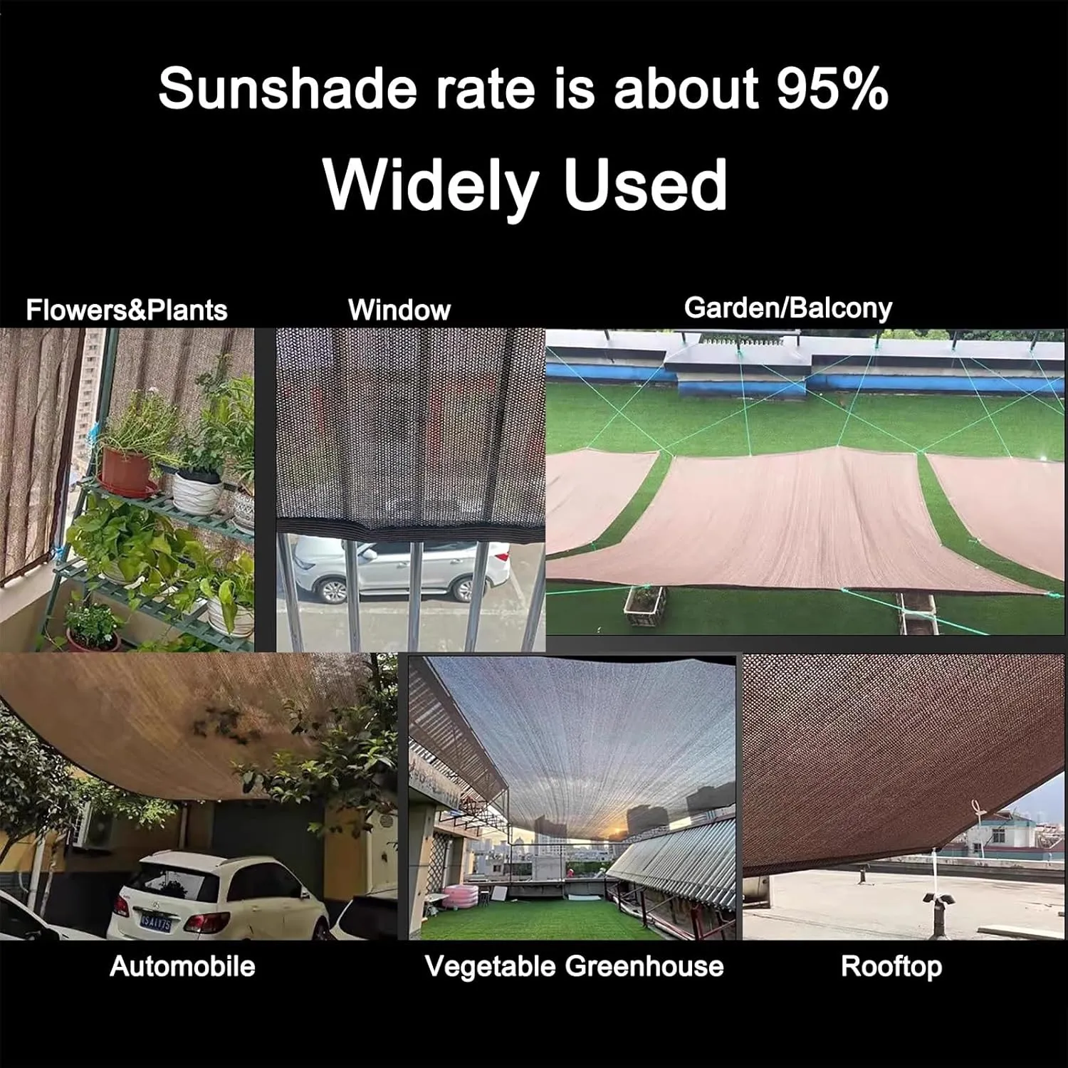 95% UV Block Sun Shade Net, Outdoor Mesh Tarp for Garden, Plants, Patio & Greenhouse - Easy to Install, Brown, 2x4m (7'x13') - Premium Sun Protection