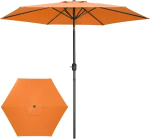 9FT Outdoor Patio Sunshade Umbrella: Crank Adjustable Umbrella Canopy UV 50  Protection Air Vent with Tilt Pole for Beach Garden Deck Backyard Pool (Orange)