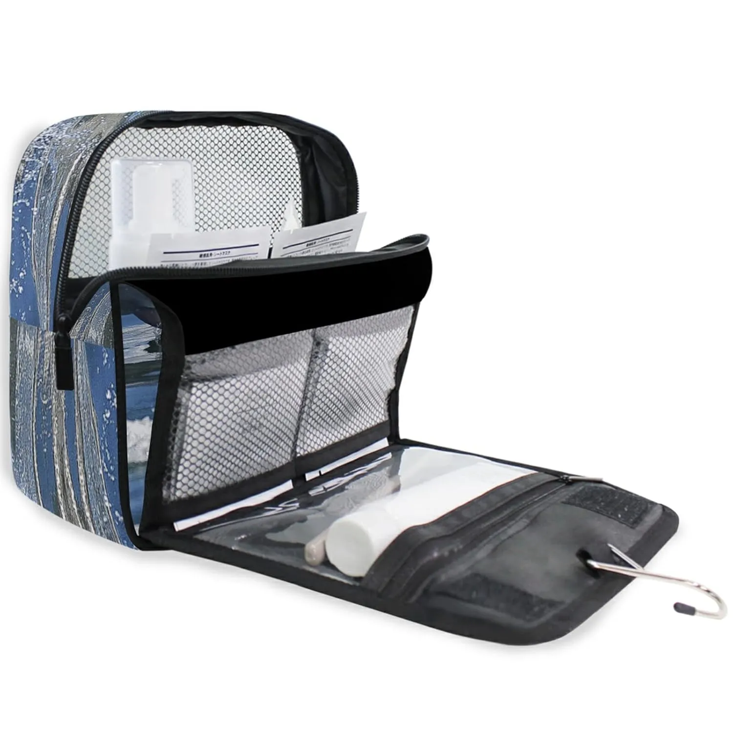 A Group of Dolphins with Long Beaks Jumped out of the Water Travel Cosmetic Bag, Hanging Toiletry Wash bag, Portable Makeup Organizer Brush Case, Storage Bag with Hook for Bathroom Toilet