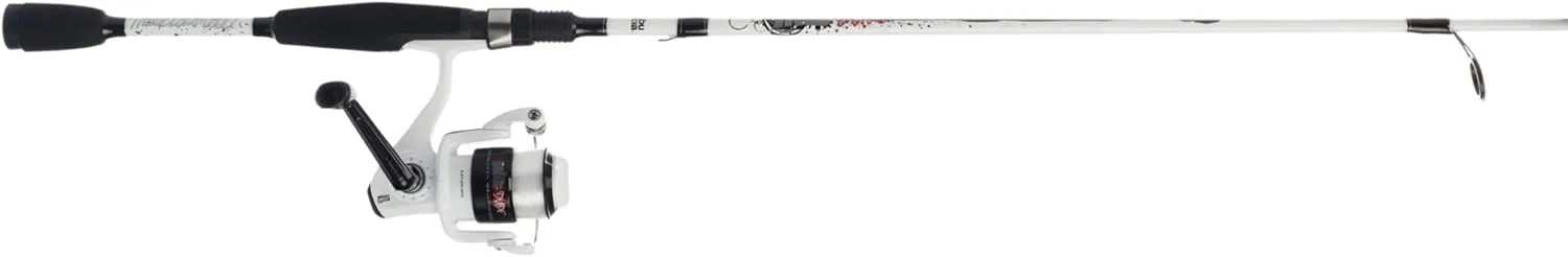 Abu Garcia 6’ Ike Dude Youth Fishing Rod and Reel Spinning Combo, 2-Piece Rod, Size 30 Reel, Right/Left Handle Position,White