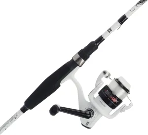 Abu Garcia 6’ Ike Dude Youth Fishing Rod and Reel Spinning Combo, 2-Piece Rod, Size 30 Reel, Right/Left Handle Position,White