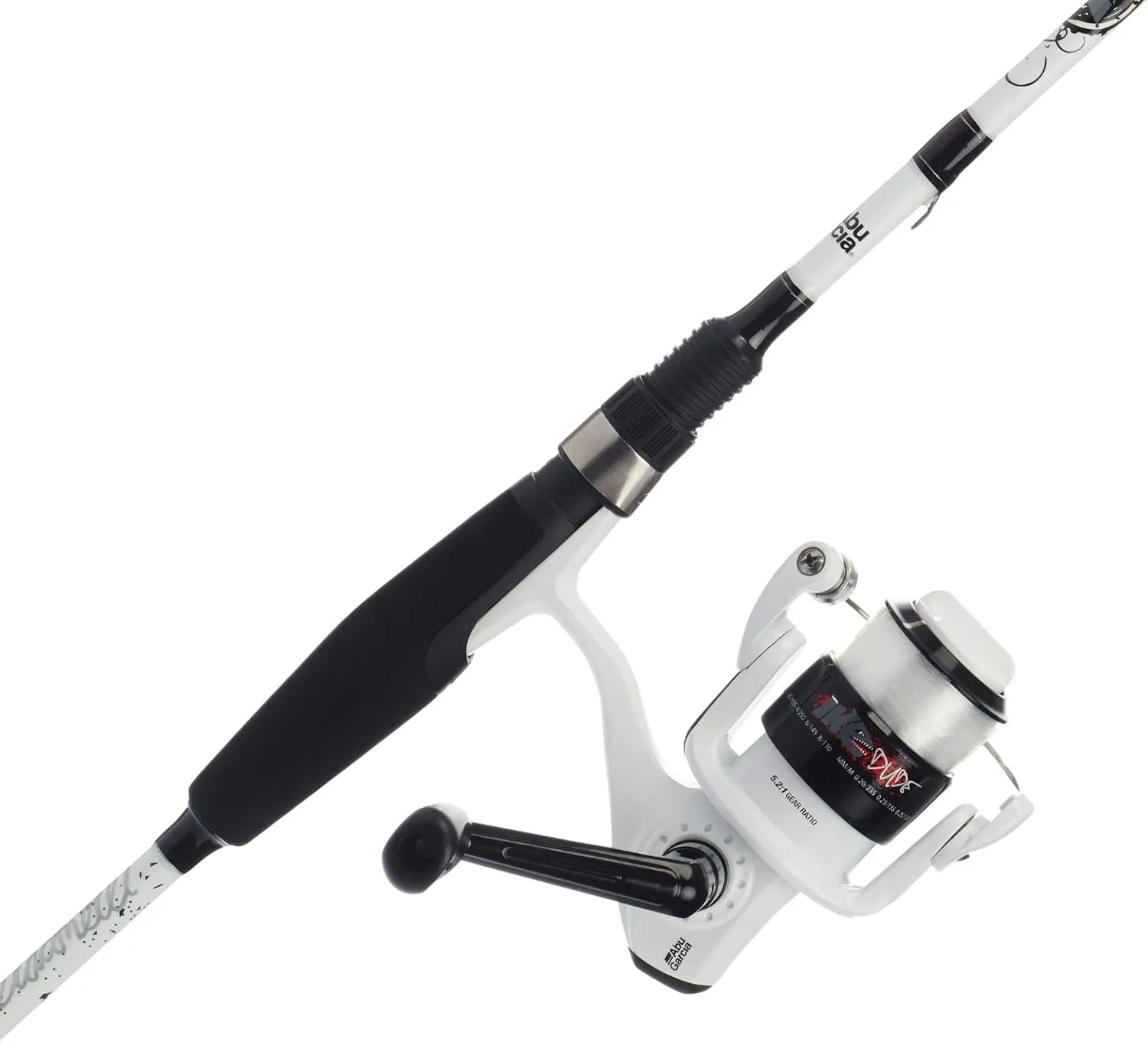 Abu Garcia 6’ Ike Dude Youth Fishing Rod and Reel Spinning Combo, 2-Piece Rod, Size 30 Reel, Right/Left Handle Position,White