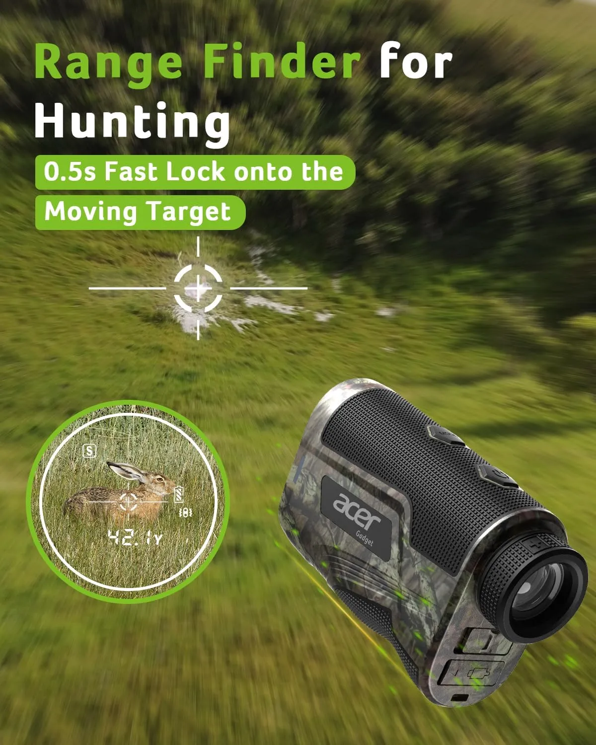 Acer Gadget Golf Rangefinder with Slope - 800/1200Yards Range Finder for Hunting, 6X Magnification with Flag Pole Locking Vibration, Rechargeable Battery with Magnet Stripe, Golf Accessories for Men