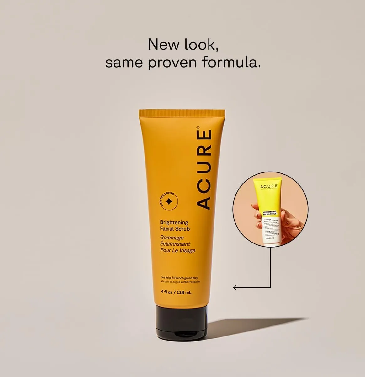 Acure Bestselling Duo Kit - Brightening Facial Scrub & Cleansing Gel - All Skin Types - Cleanse With Pomegranate, Blackberry & Acai - Scrub With Sea Kelp & French Green Clay