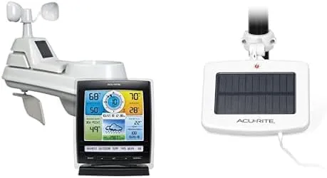 AcuRite Iris (5-in-1) Indoor/Outdoor Wireless Weather Station with Solar Power Pack for Indoor and Outdoor Temperature, Humidity, Wind Speed and Direction, and Rainfall with Digital Display (01512M)