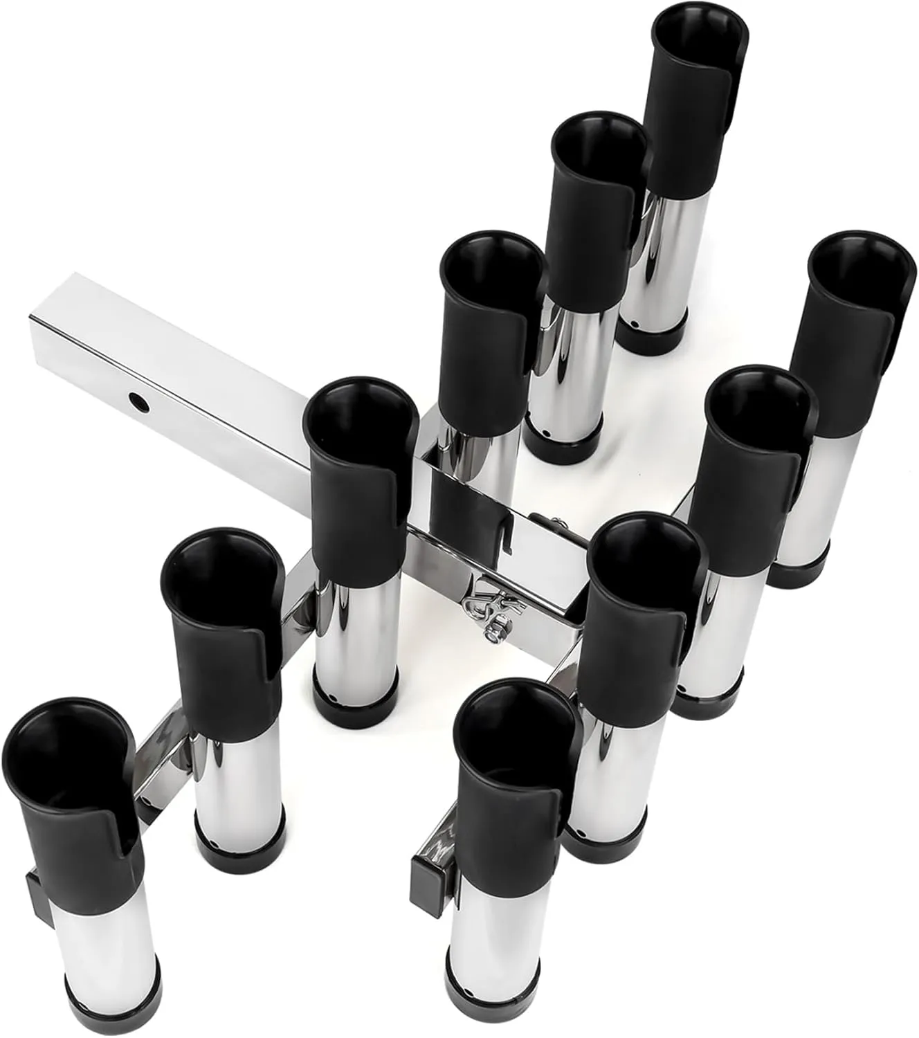 Adjustable Fishing Rod Holder for Truck 2" Hitch Receivers – Holds 6-10 Rods, 3 Angles, Quick Release, Anti-Shake Elastic Straps, Stainless Steel Fishing Pole Holder for Truck