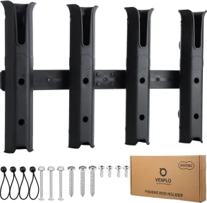 Adjustable Fishing Rod Holders for Boat Golf Cart Garage Kayak Crate Cooler Wagon RV, 4 Tube Wall-Mounted Boat Fishing Pole Holder