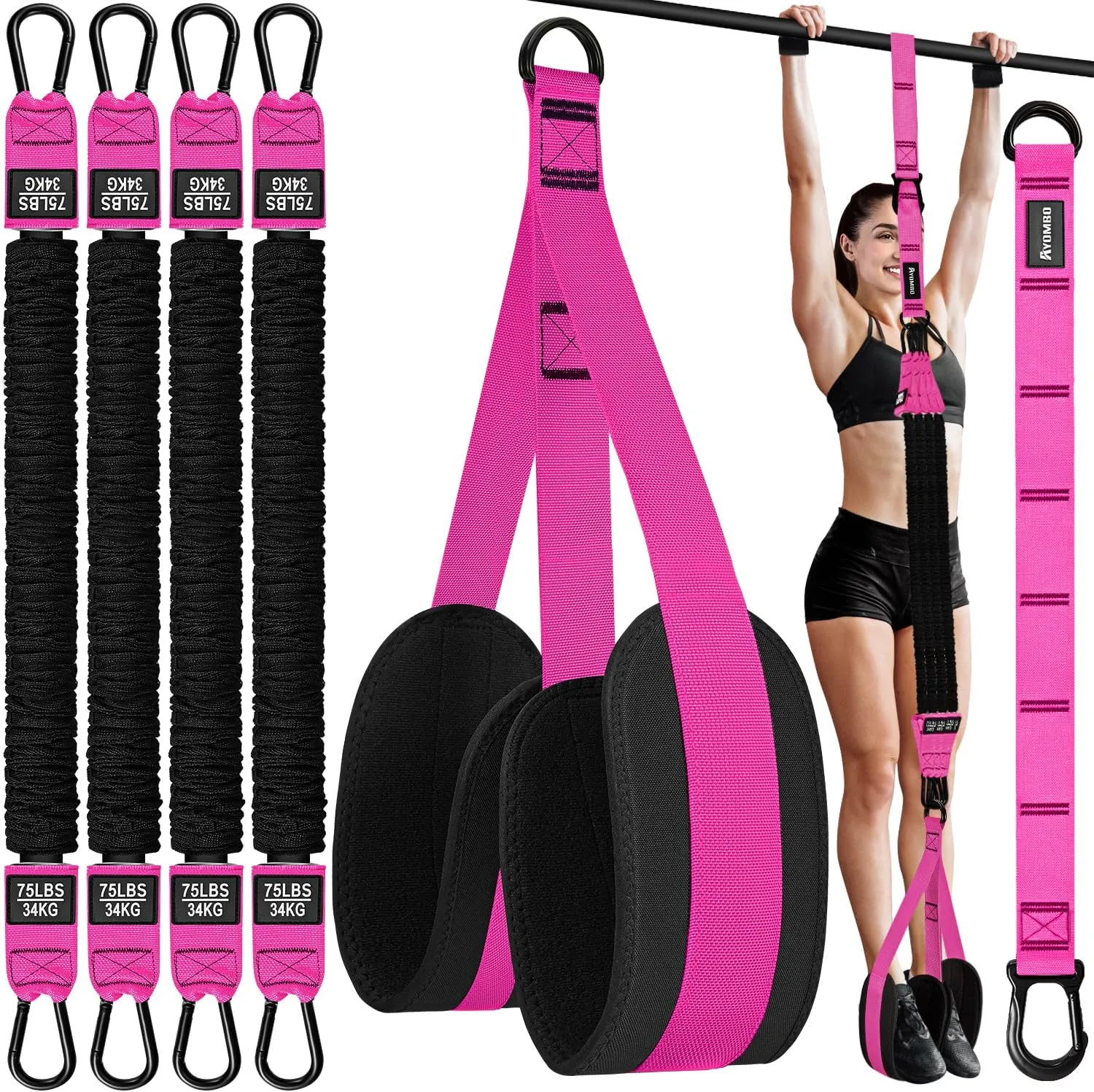 Adjustable Heavy Duty Pull Up Assist Equipment with 4 Assistance Bands - Resistance Bands for Pull Up Bar Workout - Home Gym Fitness Exercise Strength Training